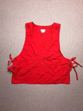 Brixton Red Deep V Neck Lace Up Side Cropped Tank Top Size Large